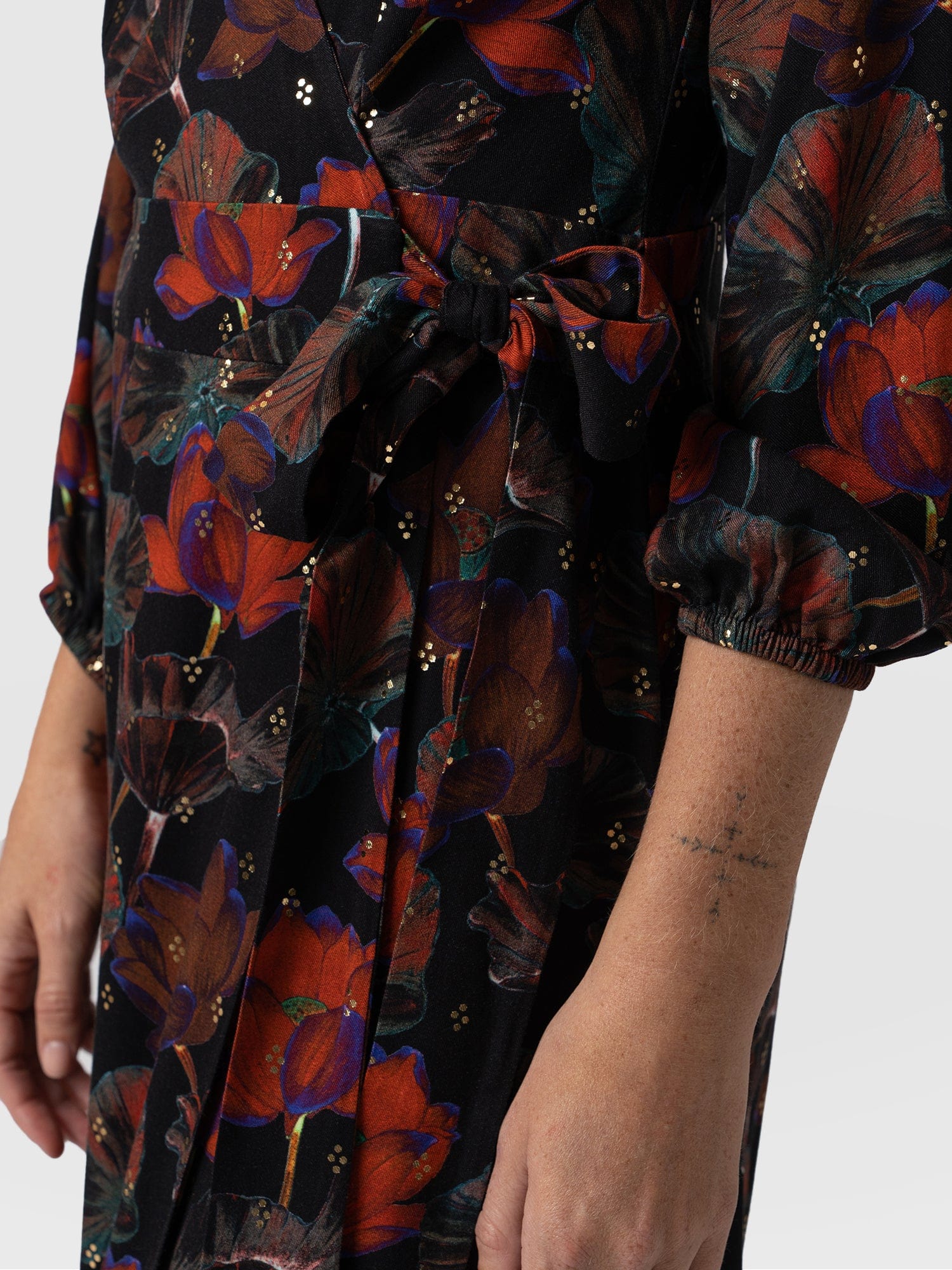 Eliza Wrap Dress Red Flora - Women's Dresses | Saint + Sofia® USA